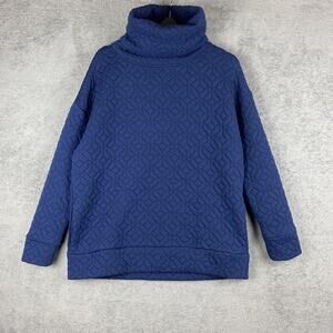GapFit Sweatshirt Womens Medium Blue Quilted Textured Cowl Neck Funnel Pullover